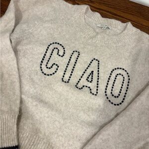 Z Supply Cream Sweater with 'CIAO' Design
